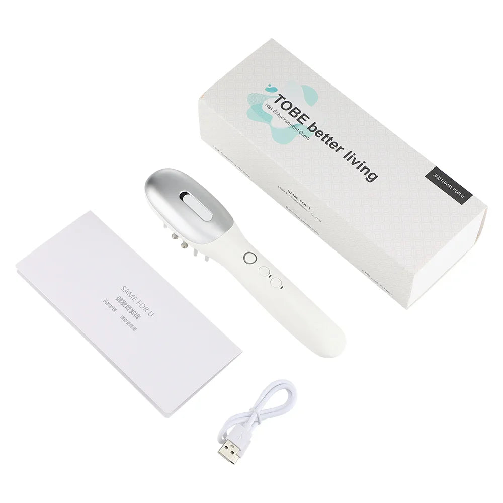 Electric EMS Scalp Massager Comb – LED Light Head Massager with Hair Oil Applicator for Relaxation & Hair Growth, Suitable for All Hairstyles