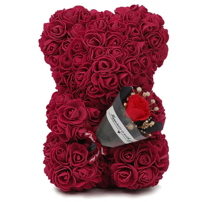 25cm Eternal Rose Teddy Bear – Artificial Flower Gift for Mom, Mother’s Day, Birthday, Valentine’s & Anniversary