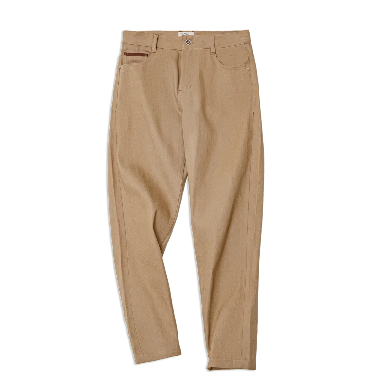 Maden Retro Selvedge Jeans - Men's 11.7oz Red-Line Raw Denim Straight Fit Khaki Trousers