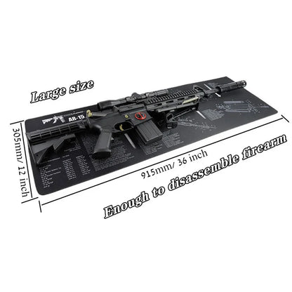 Gun Cleaning Mat Mouse Pad — Armorers Bench Mat with Parts Diagram & Instructions for AR15, AK47, GL, 1911