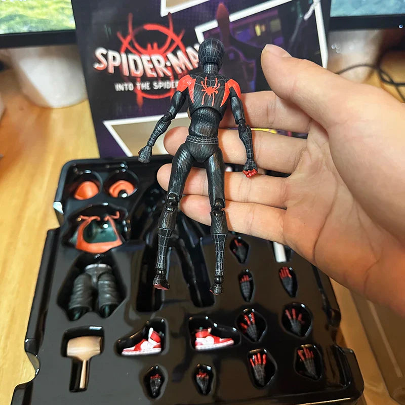 Sentinel Peter Parker Action Figure – Spider-Verse Noir PVC Collectible, Movable Miles Parker Figurine