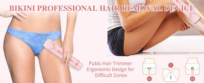 2-in-1 Dual-Head Electric Razor for Women – Painless Bikini Trimmer Wet & Dry Use with Detachable Heads