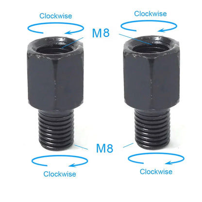 Pair Black Motorcycle Mirror Adapters M10 & M8 – 8mm/10mm Rearview Mirror Conversion Bolts, Left & Right Thread