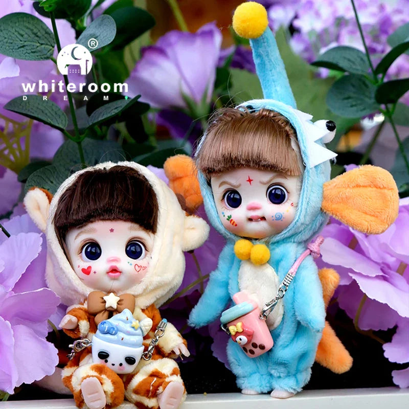 Mini Labbu Pocket Doll – Jointed Blythe-Style Boy & Girl Doll for Girls, Rainbow Ball Mobile Phone Decoration
