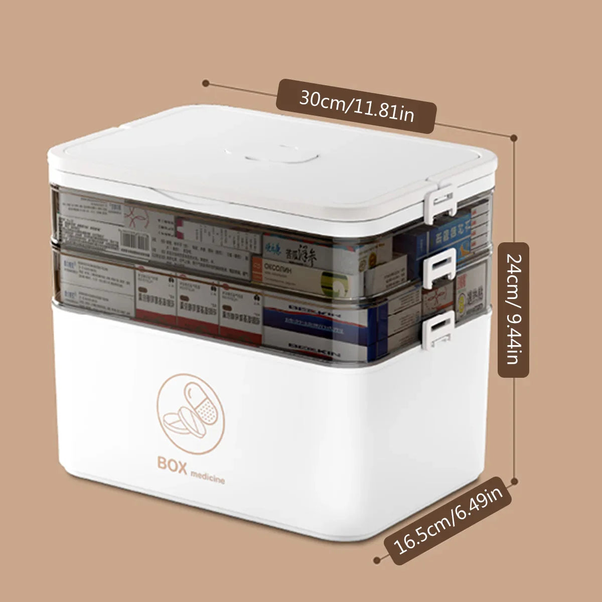 Household Large Capacity Medicine Box – Portable First Aid Kit with Multi-Layer Drug Storage for Emergencies