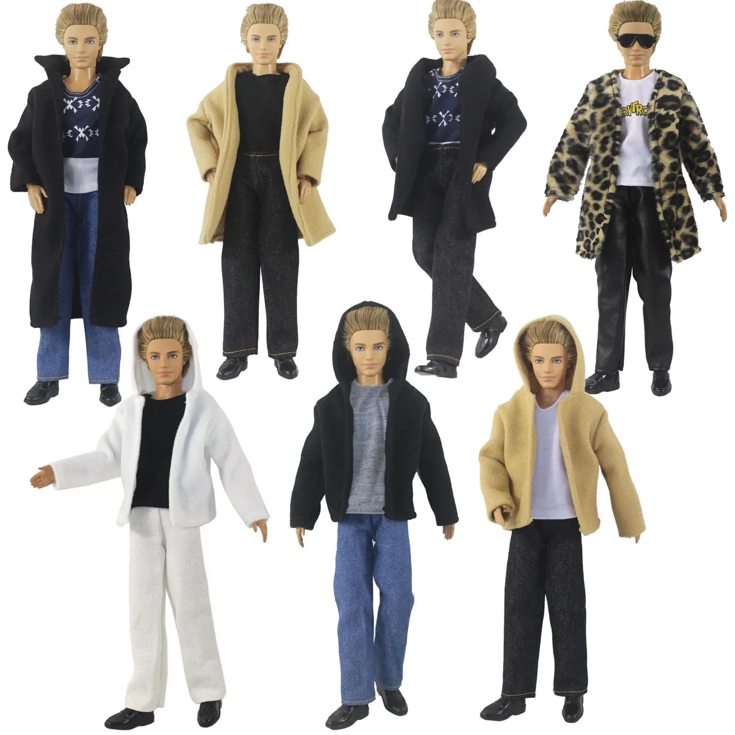 1 Set Woolen Overcoat Outfit for 12-inch Ken Doll – Multiple Styles Doll Clothes