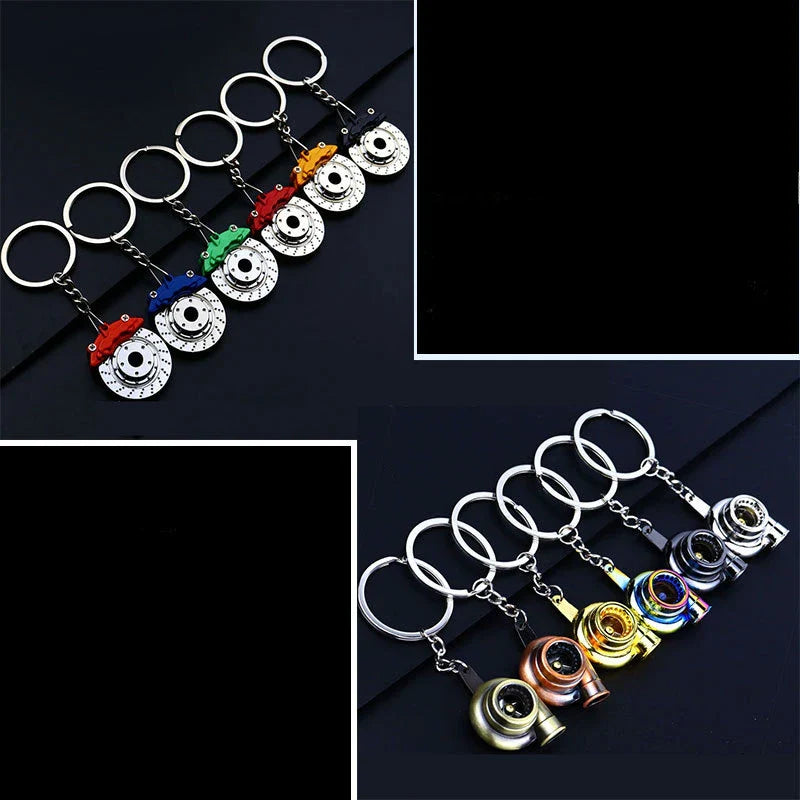 Creative Metal Car Keychain — Zinc Alloy Turbo, Gearbox & Brake Disc Pendant for Men’s Birthday or Dad Gift