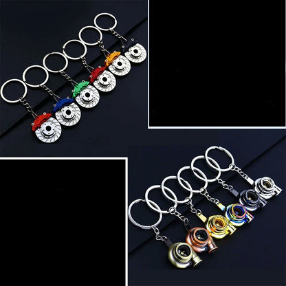 Creative Metal Car Keychain — Zinc Alloy Turbo, Gearbox & Brake Disc Pendant for Men’s Birthday or Dad Gift