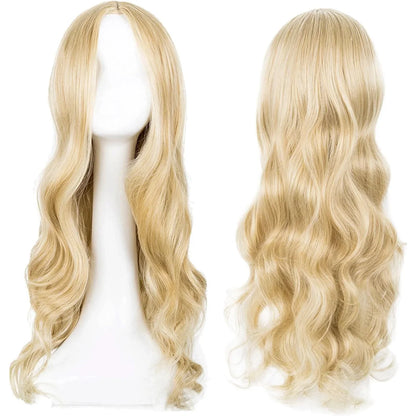 27 Inch Long Curly Synthetic Wig for Women - Black & Blonde Fancy Dress Wig, Glamorous Synthetic Hair