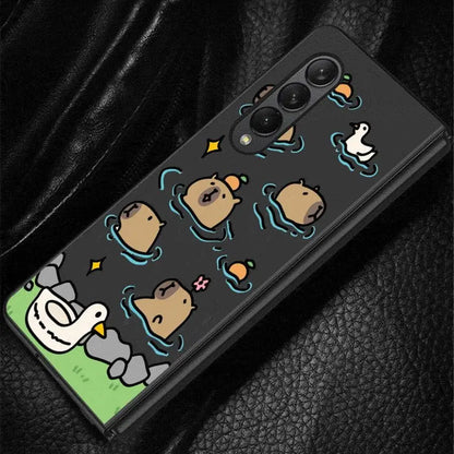 Cute Capybara Case for Samsung Galaxy Z Fold 6/5/4/3 5G – Funny Bumper Shockproof Cover
