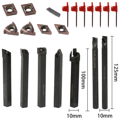 8-16mm Lathe Turning Tool Holder — Boring Bar & CNC Metal Cutter Rod with Shank and Inserts
