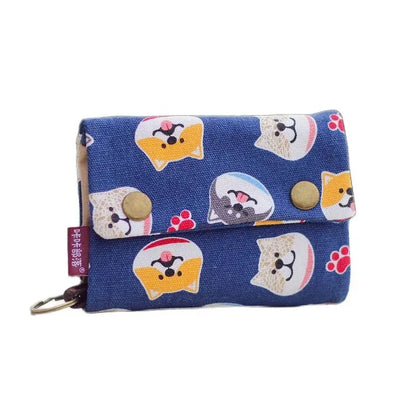 Women’s Canvas Cartoon Card Wallet – Foldable Key Organizer & Coin Purse, Small Pouch Money Bag for Girls 2024