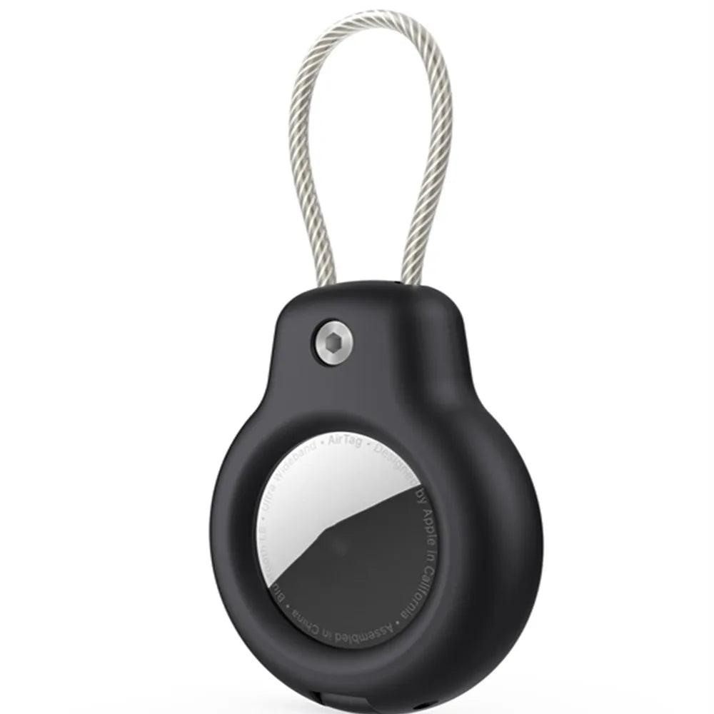 Apple AirTag Secure Holder – Wire Cable Lock Case Keychain for Keys, Luggage Tags, and Key Rings