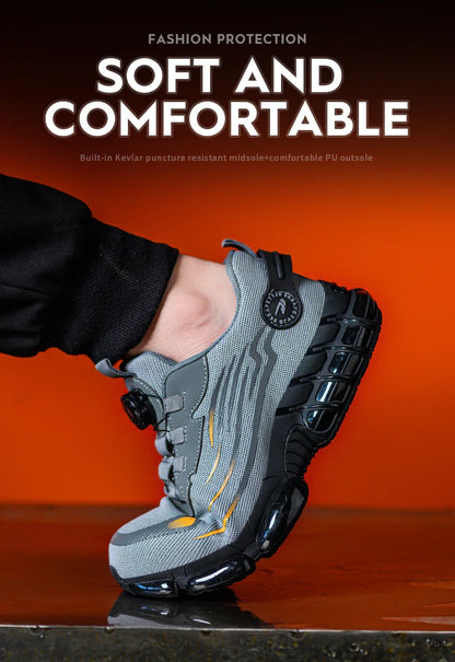 Rotating Button Men’s Safety Shoes – Anti-Smash & Anti-Puncture Work Boots, Fashion Sport Protective Footwear