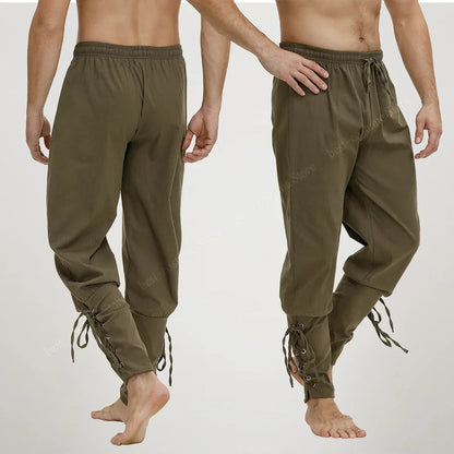 Men's Pirate Renaissance Pants – Medieval Drawstring Shorts for Halloween & Cosplay Costumes