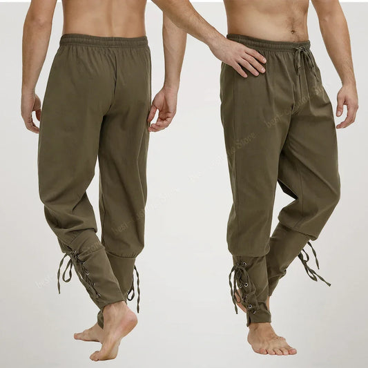 Men's Pirate Renaissance Pants – Medieval Drawstring Shorts for Halloween & Cosplay Costumes