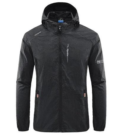 Men’s UPF 50+ UV Protection Jacket - Quick-Dry Lightweight Hooded Windbreaker for Hiking, Fishing and Cycling
