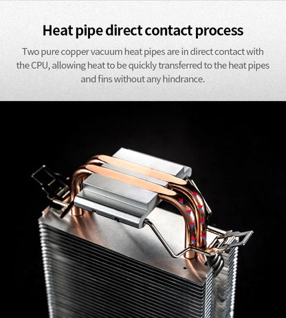 Jonsbo CR1200 CPU Cooler – 2 Heat Pipe Tower with RGB Light & 9cm Fan for Intel & AMD
