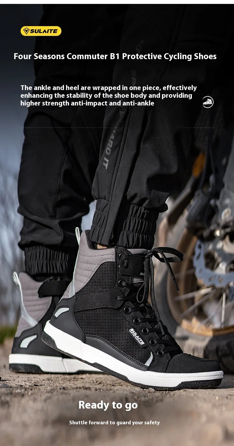 Motorcycle Riding Shoes - Breathable High-Cut, Anti-Fall, Anti-Slip Knight Boots, Parkour Shoes, All-Season Casual Motorcycle Boots