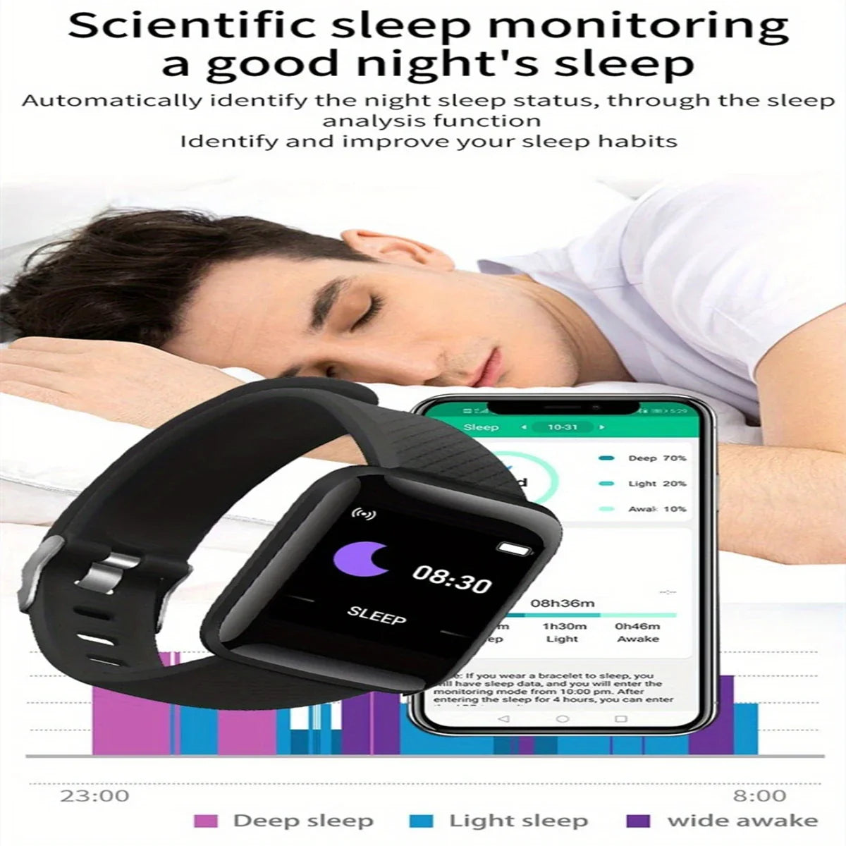 Smartwatch Fashion Sports Bracelet for Women & Men, Multi-Function USB Charging, Compatible with Xiaomi & Huawei
