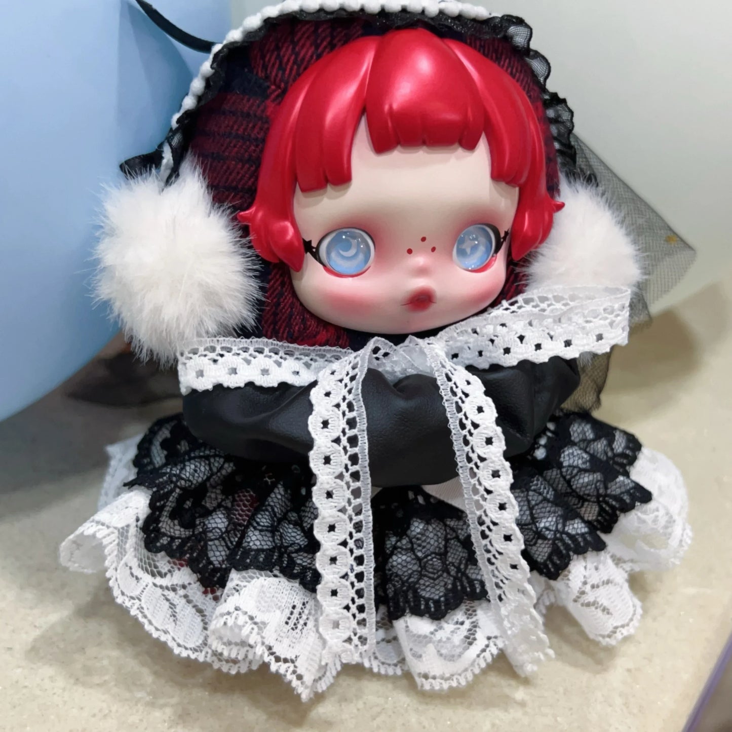 10cm Skullpanda Doll Clothes – Vintage Princess Dress Set with Headwear, Winter Symphony Series