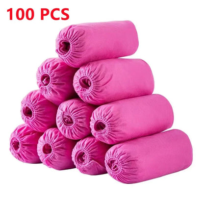 100 Count Disposable Boot & Shoe Covers - Non-Slip Foot Booties for Indoor/Outdoor Use, Home & Workplace Protection