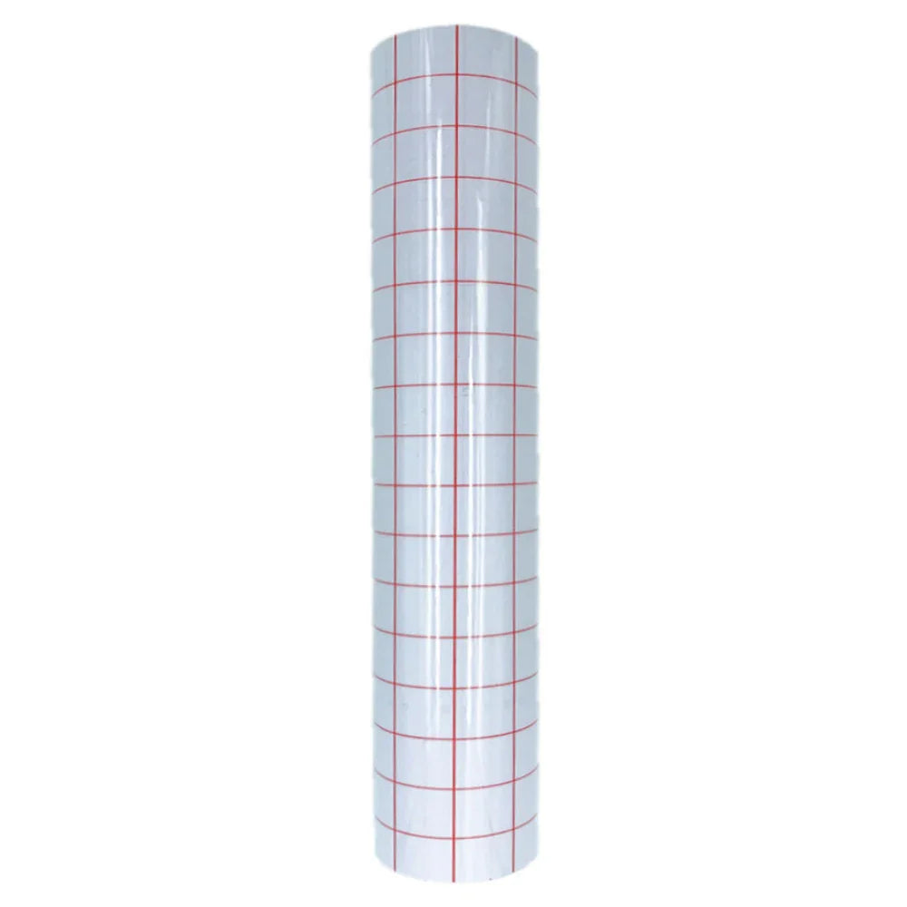 12 x 196 Inch Clear Vinyl Application Tape – Blue/Red Grid Transfer Paper for Car, Wall, and Craft Decals