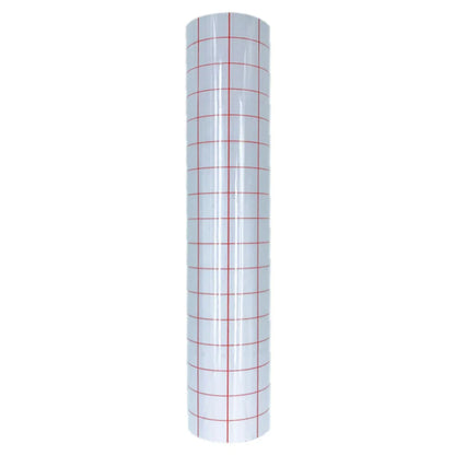 12 x 196 Inch Clear Vinyl Application Tape – Blue/Red Grid Transfer Paper for Car, Wall, and Craft Decals