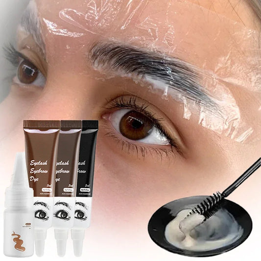 15-Minute Fast Henna Eyelash & Eyebrow Dye Tint Kit – Professional Easy Dye Gel in Brown & Black for Perfect Eyebrows