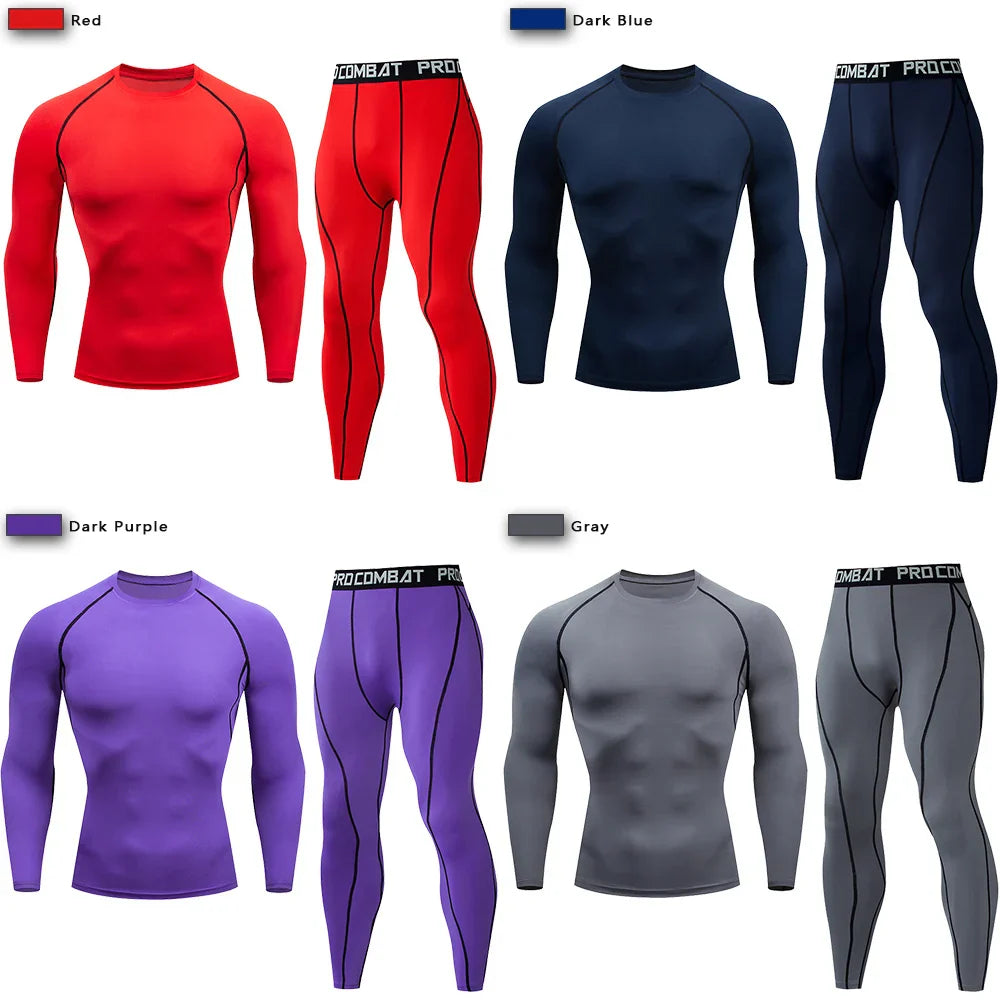2-Piece Men’s Compression Sportswear Set — Gym, Yoga, Workout & Jogging Tracksuit