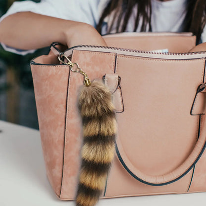 Plush Fur Tail Keychain - Soft Fluffy Faux Fur Bag Charm Pendant for Girls & Children 28cm