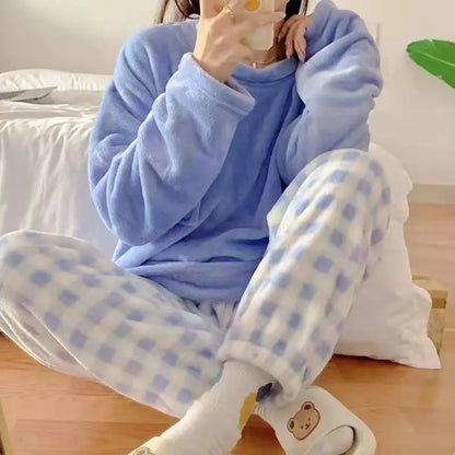 Sanrio Anime Cinnamoroll Pajamas, Kawaii Kuromi and My Melody Flannel Pullover, Coral Velvet Winter Warm Pajamas, Homewear for Girls Gifts
