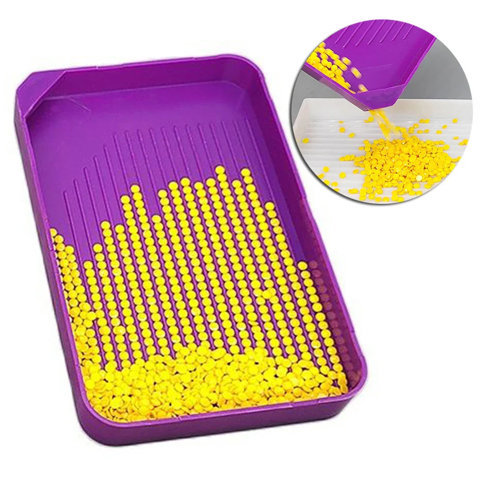 Large Capacity Diamond Painting Tray — Purple DIY Mosaic Art Craft Funnel Tool Accessory