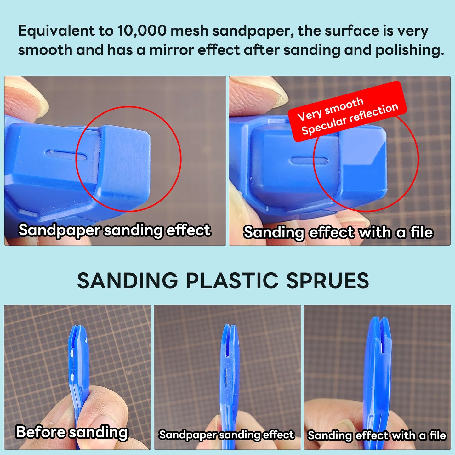 Stedi Model Polishing Tools – 4 PCS #10000 Grit Glass Files for Plastic Gundam Models, Precision Mirror Grinding