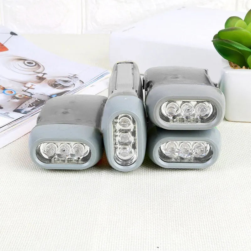 3 LED Hand Press Dynamo Crank Flashlight - Wind-Up Torch Light & Camping Lamp for Outdoor & Home Use