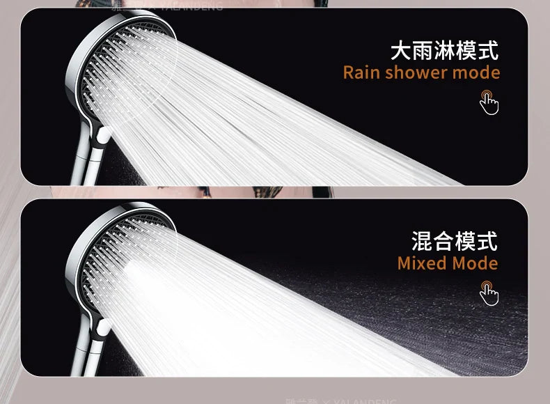 15cm Large Panel High Pressure Shower Head with Filter – 3 Modes Rainfall Spray Nozzle for Bathroom Accessories
