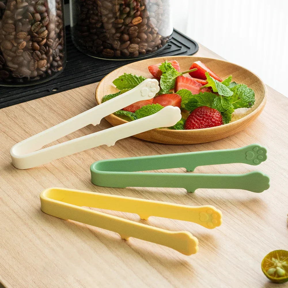 5.71inch Non-Slip Cat Paw Silicone Tongs – Cute Japanese Cartoon BBQ & Baking Food Clip Kitchen Gadget