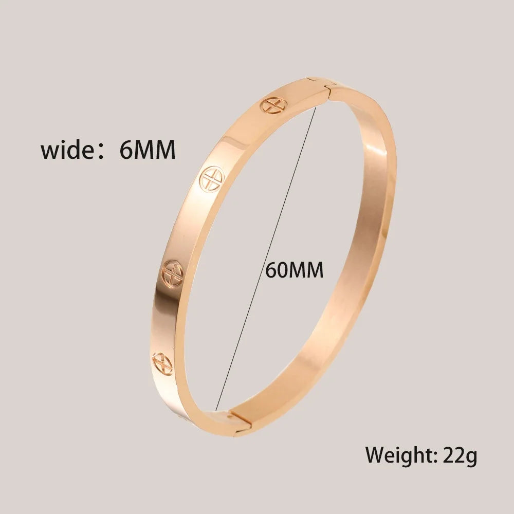 Stainless Steel Cuff Bracelet — Crystal Charm Bangle for Women, Fashion Jewelry