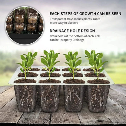 LED Nursery Pots with Grow Light - 12-Hole Plant Seed Starter Tray Kit with Timer Controller for Home Greenhouse