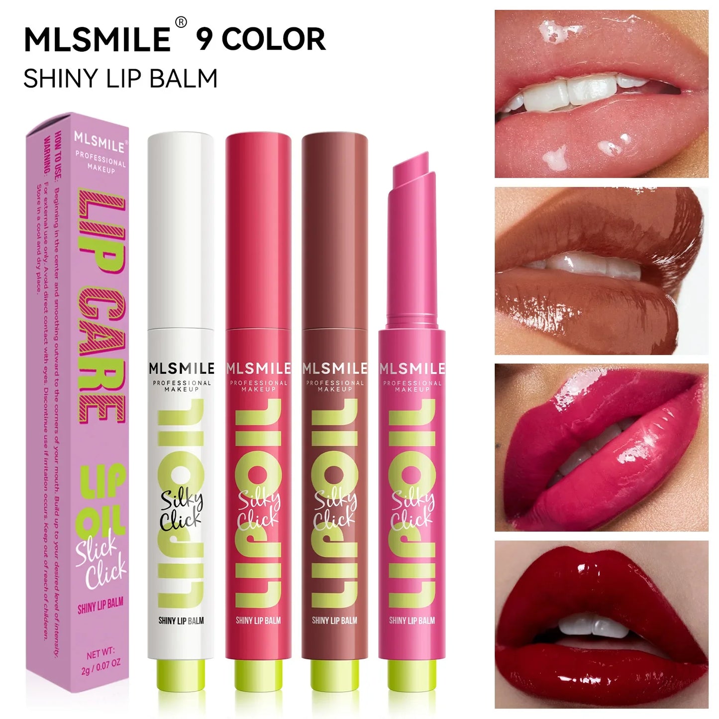 MLSMILE Multi-Color Silky Click Hydrating Lip Gloss – High-Shine, Long-Lasting Radiant Lip Care