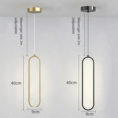 Minimalist LED Pendant Chandelier: Modern Gold & Black Fixture for Bedroom, Restaurant, Living Room Decoration - Lustre LED Lighting