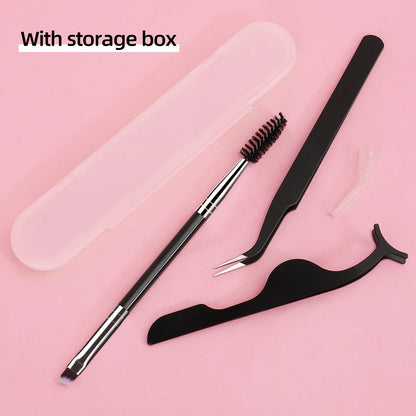 3PCS Eyelash Tool Set with Storage Box – Lash Applicator, Comb & Brush Kit for Eyelash Extension and Grooming