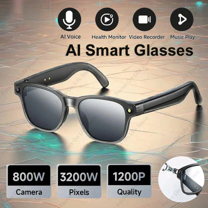 AI Smart Glasses — 8MP Camera Bluetooth Sunglasses with Audio, Video, Calls, Music Player, Multifunctional Wearable