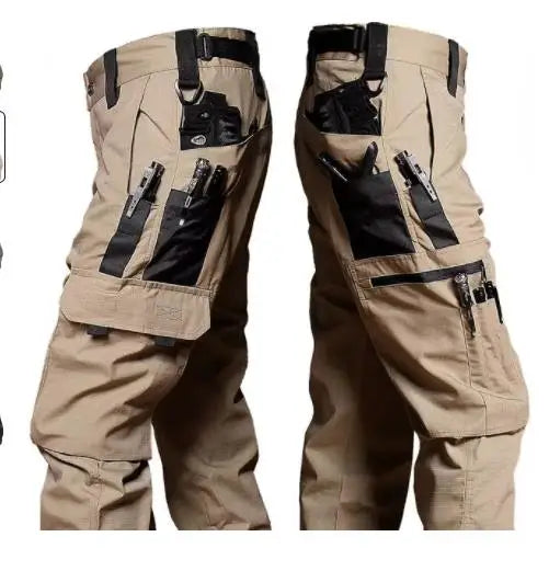 Men's Wear-Resistant Work Pants – Multi-Pocket Straight Cargo Trousers for Outdoor, Tactical, and Casual Wear