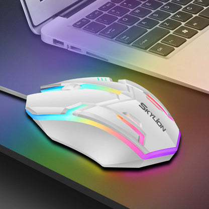 SKYLION F1 Wired Mouse: 3 Keys, Colorful Lighting, Gaming & Office Compatible with Microsoft Windows and Apple iOS Systems