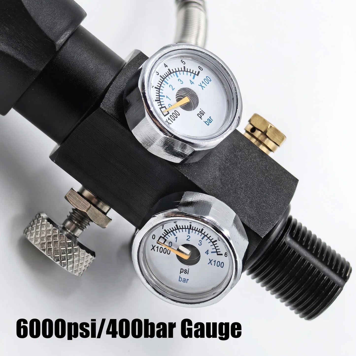 HPA Compressed Air Tank Charging Valve – Scuba Filling Station Hose with Gauge (20in, M18x1.5 or 5/8"-18UNF, 4500Psi/300Bar)