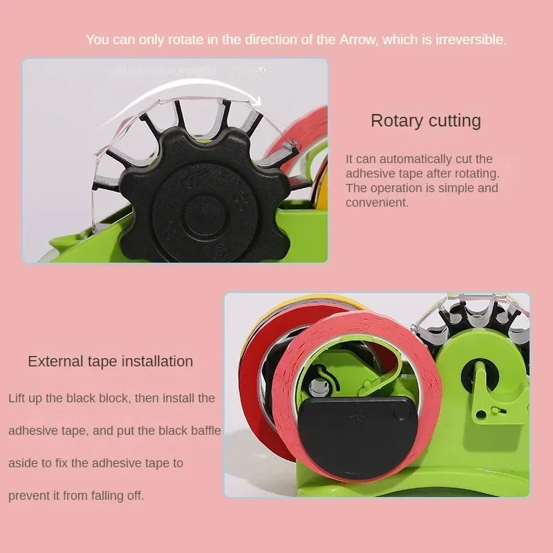 Semi-Automatic Multi-Roll Tape Dispenser – Reusable Thermal Tape Cutter with Storage Compartment