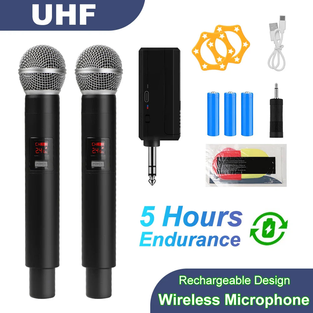 Wireless UHF 2-Channel Handheld Microphone – Professional Mic for Party, Karaoke, Church & Meetings