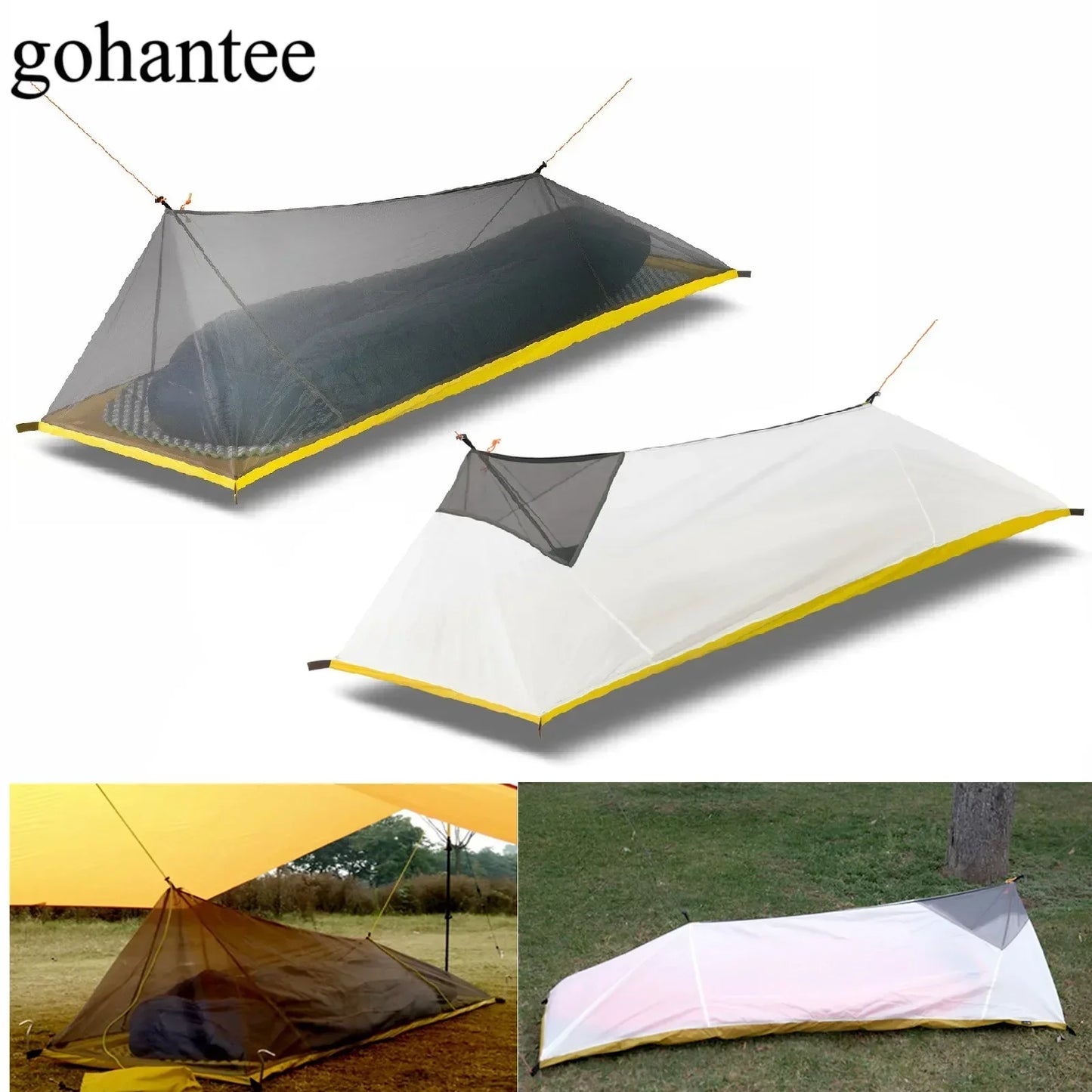 Ultralight 1-Person Camping Tent – 230g/260g Summer Mesh Tent, 40D 210T Nylon, Ventilated Inner Tent with Mosquito Net, 3-4 Season