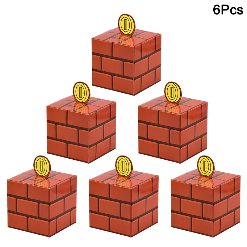6PCS Question Block Gift Boxes – Kids Video Game Party Favors, Candy Treat Boxes & Decorations 10cm